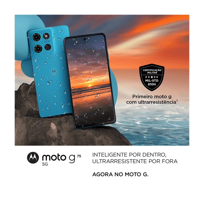 Celular-motorola-azul-com-fone-bluetooth-moto-buds