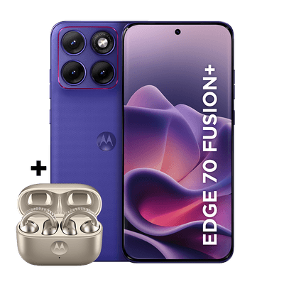 Kit smartphone motorola edge 70 fusion + e fone moto buds loop Swarovski Champagne