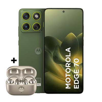 Kit smartphone motorola edge 70 256GB e fone moto buds loop Swarovski Champagne